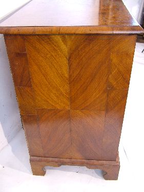 Antique figured and burr walnut veneered chest fitted two short and three long graduated drawers, - Image 2 of 7