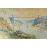 Henry Jutsom (1816-1869) - Watercolour - The Clifton Suspension Bridge, unsigned, script to the 20th