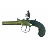 Brass barrelled/framed flintlock pocket pistol by Knubley, London (1785-1803) round screw-off barrel