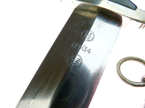 Third Reich Model 1933 SS dagger, polished double edged blade with etched motto 'Meine Ehre heist - Image 3 of 9