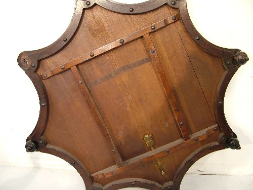 Victorian rosewood snap top centre table, the top of inverted octagonal form and standing on a - Image 6 of 7