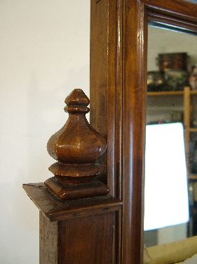 Late 19th/early 20th Century walnut framed cheval mirror, the pediment with carved fruit decoration, - Image 3 of 6