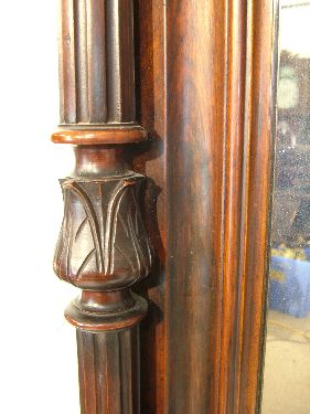 Large late Victorian full length mirror having an arch shaped plate flanked by turned and fluted - Image 5 of 8