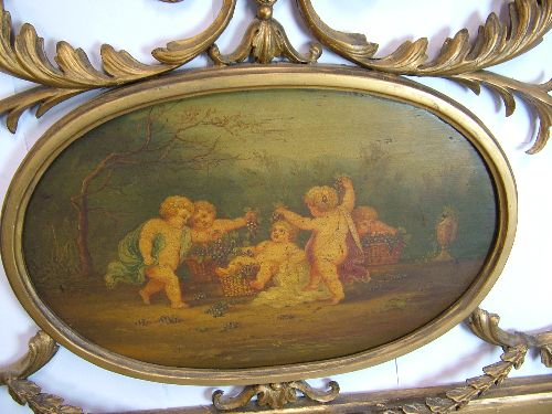 19th Century Adam style wall mirror, the rectangular plate with gilt gesso foliate scrolls, - Image 3 of 5