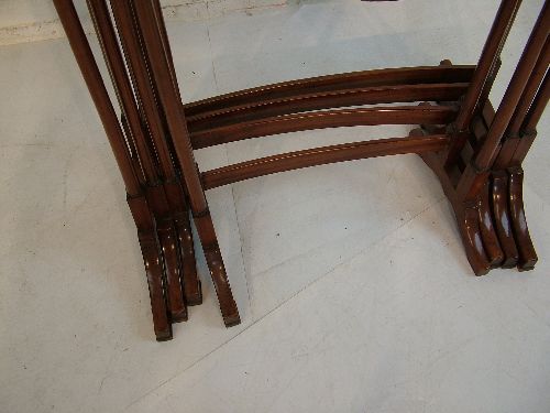 Set of Edwardian satinwood and walnut rectangular top quartetto tables, each standing on slender - Image 5 of 5