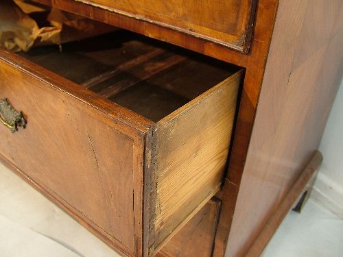 Antique figured and burr walnut veneered chest fitted two short and three long graduated drawers, - Image 7 of 7