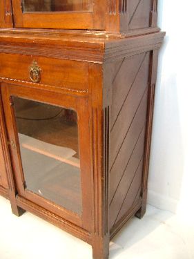 Victorian walnut Gothic design two section library bookcase, the upper section having a moulded - Image 2 of 6