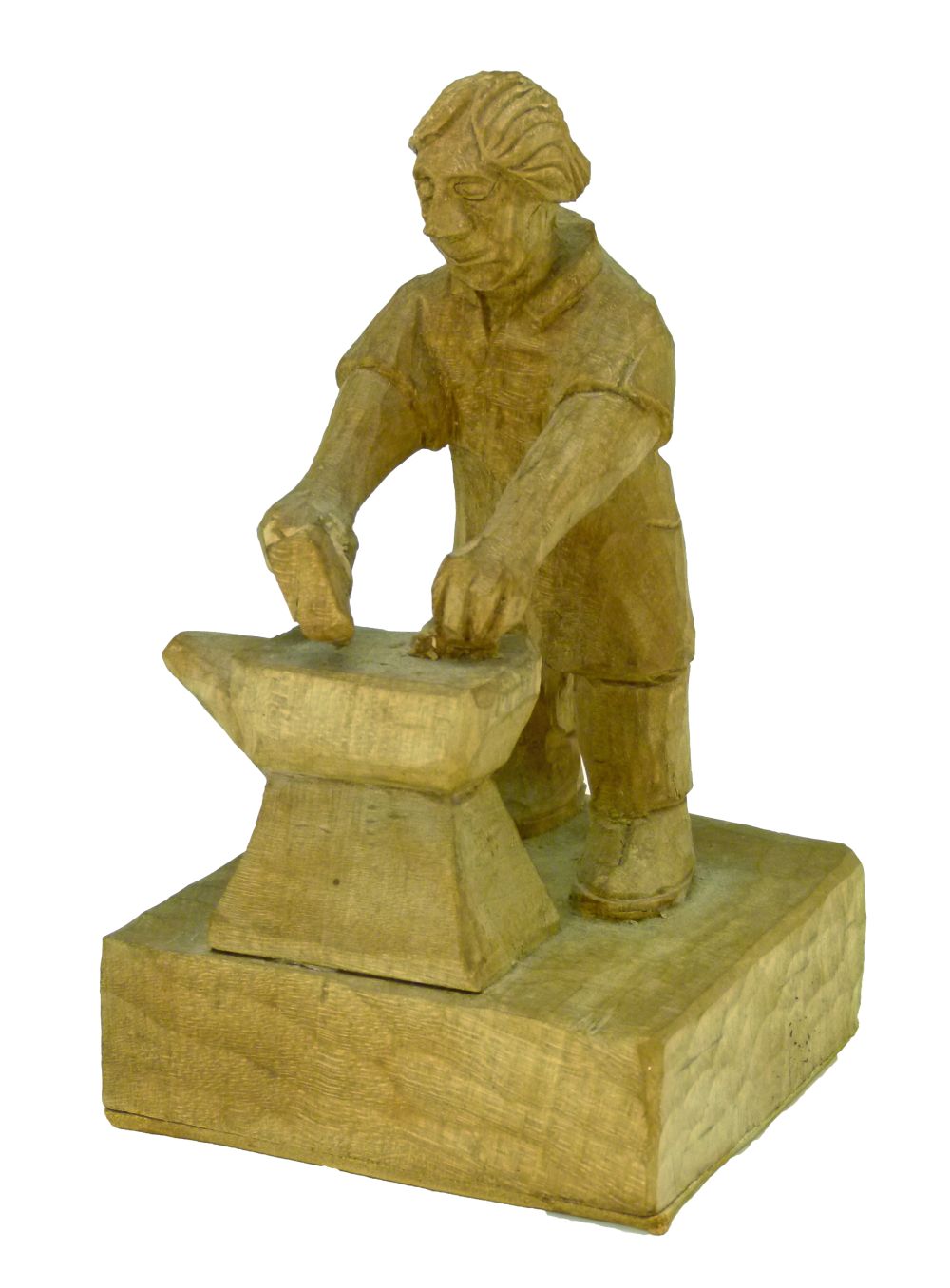 Tom 'Gnome Man' Whittaker of Littlebeck - Carved oak figure of a blacksmith, signed with a carved