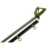 French heavy cavalry troopers sword of the Napoleonic period, with brass three bar hilt, leather