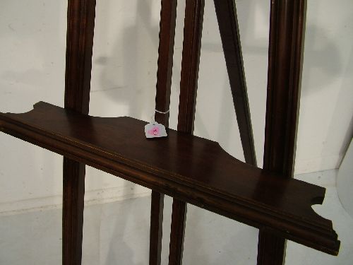 Carved mahogany and beech floor standing easel standing on scroll supports, overall height 166cm - Image 3 of 6