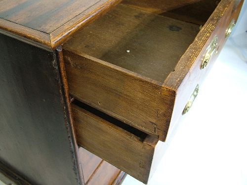 Antique chest having an oak top, pine sides and fitted two short and three long walnut veneered - Image 5 of 8