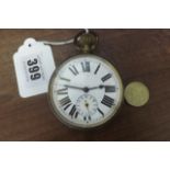 LARGE ENAMEL FACED POCKET WATCH IN NICKEL CASE WITH VISIBLE MOVEMENT (PROCEEDS TO NEPAL APPEAL)