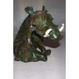 AFRICAN ART STONE SCULPTURE OF WARTHOG SIGNED SIXILAH MAKUMBA ?8" HIGH 5KG APPROX