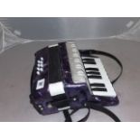 MINIATURE PIANO ACCORDIAN PURPLE WITH ALUMINIUM SOUBD BOX