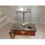 20TH C APOTHECARY SCALES CHROME BASE & GANTRY DRAWER ON BASE BY ALLEN & HANDBURY LONDON