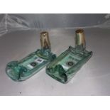 TWO FLATTEND TEACHERS WHISKY BOTTLES IN THE FORM OF AN ASH TRAY & PIPE RACK