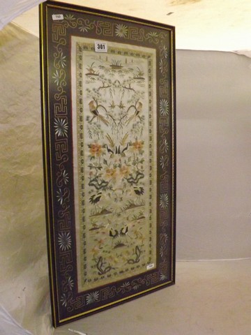 CHINESE SILK PANEL MOUNTED ON A FRAME