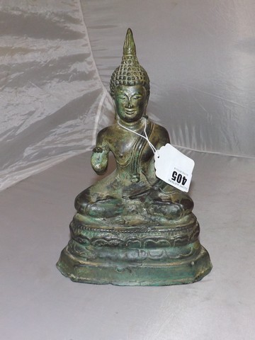 18TH CENT STYLE TIBETAN BRONZE SITTING BUDDHA 10" HIGH