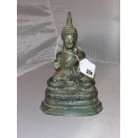 18TH CENT STYLE TIBETAN BRONZE SITTING BUDDHA 10" HIGH