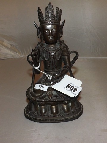 TIBETAN BRONZE BUDDHA 8" HIGH