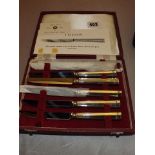 BOXED SET OF SILVER TEA KNIVES BY FRANCIS HOWARD LTD SHEFFIELD 1921 IN A TUDOR STYLE