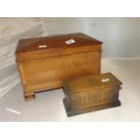 OAK CASKET 12 X9 X 8ins TALL & MUSICAL TRINKET BOX