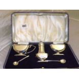 SILVER CONDIMENT SET BIRMINGHAM 1938 DUNCAN & SCOBBIE IN PRESENTATION BOX