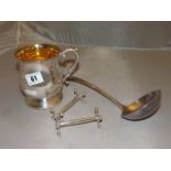 SILVER PLATED TANKARD SOUP LADLE & KNIFE RESTS