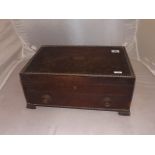 OAK CASED CUTLERY BOX WITH DRAWER NO CUTLERY CARTOUCHE INSCRIBED FROM  FRIENDS AT ALGATE HOUSE 1935