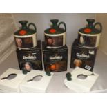GLENFIDDICH CERAMIC DECANTERS MARY QUEEN OF SCOTS,ROBERT THE BRUCE,& BONNIE PRINCE CHARLIE 43%