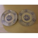 PAIR OF 19TH CENT BLUE/WHITE DECORATIVE PLATES