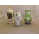 KENSINGTON WATER JUG & VASE+CROWN DEVON LIDDED POT WITH FISH DECORATION