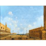 SCUOLA ITALIANA XIX Sec. "Veduta di Piazza San Marco", olio su tela, entro cornice, restauri