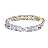 BRACCIALE IN ORO BIANCO E GIALLO 18KT di forma geometrica con diamanti taglio brillante e marquise