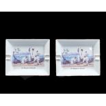 COPPIA DI POSACENERE IN PORCELLANA Capodimonte, XX Sec. A PAIR OF CAPODIMONTE PORCELAIN ASHTRAYS