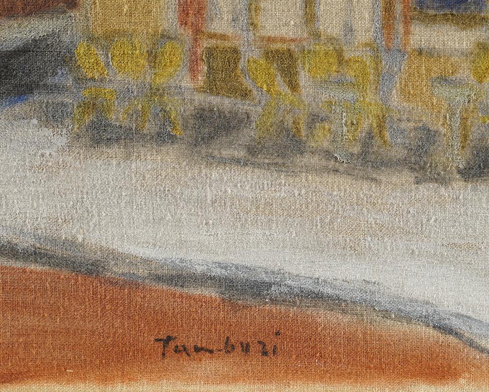 Orfeo Tamburi "At the Tabac", 1956, oil on canvas, signed lower centre and on the reverse signed, - Image 3 of 5