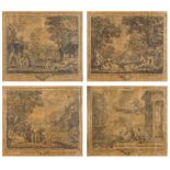 Francesco Albani "Adonis and Venus", series of four etchings with coeval frameworks. On the lower