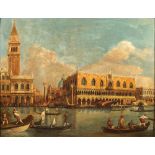 Italian school "View on Piazza San Marco, Venice", oil on canvas, framed 19th century 72x92 cm.