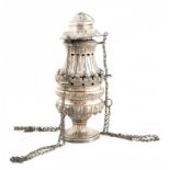 An Italian silver thurible Decorated and engraved with floral ornamentations, minor defects and