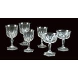 A set of 46 French crystal glasses Comprising 18 glasses, 11 wine glasses and 17 campagne glasses