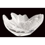 A Lalique crystal bowl Bowl shaped as a leaf, signed France, 20th century 10x20x16 cm.