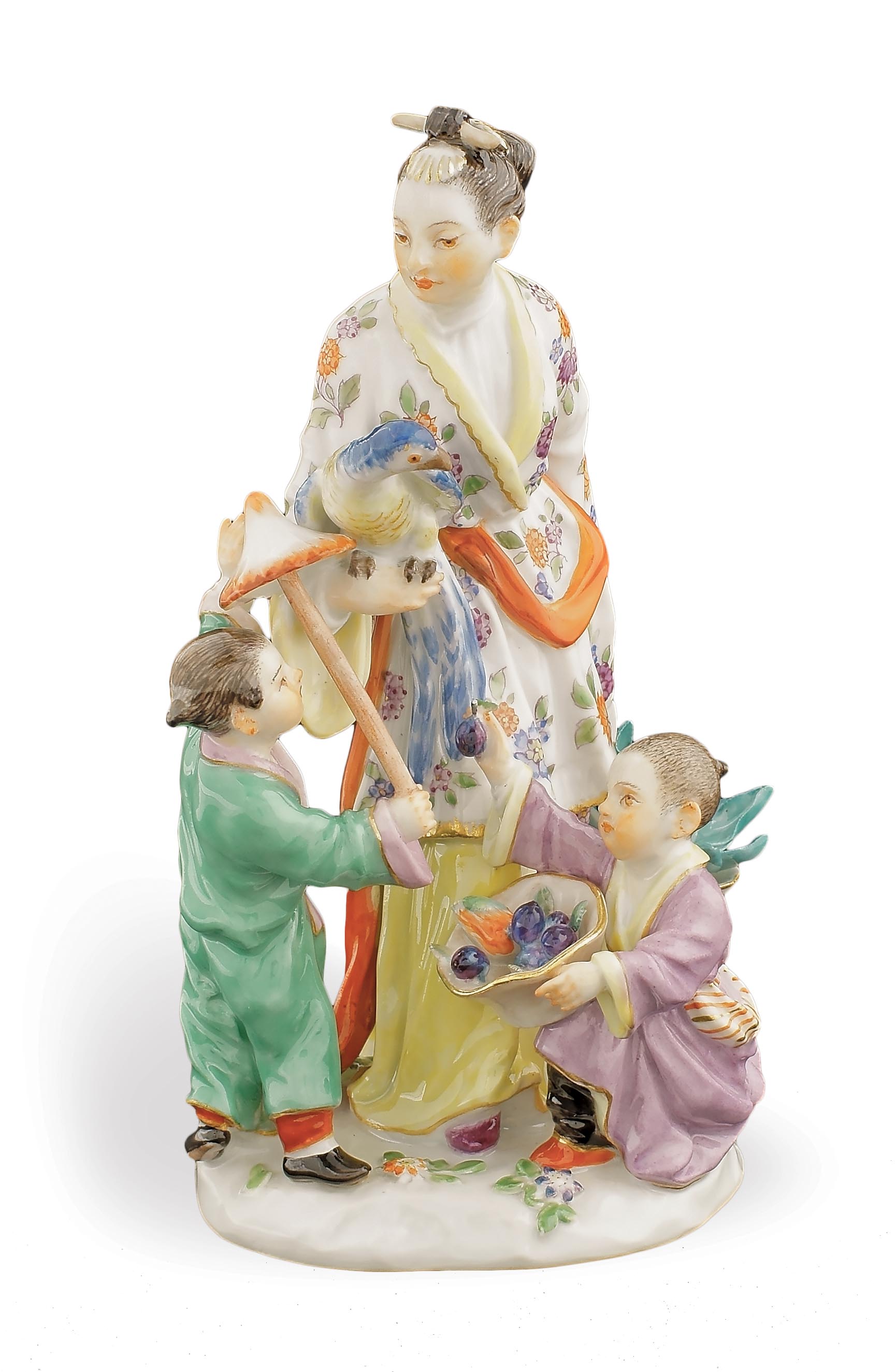 A Meissen porcelain group Modelled as a Japanese mother with two children, mark and n. 2678 under