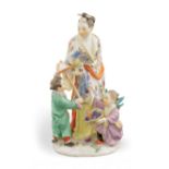 A Meissen porcelain group Modelled as a Japanese mother with two children, mark and n. 2678 under