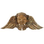 An antique Italian engraved wall decoration Modelled as the head of a putti. Conditions: The