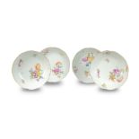 A lot of four Meissen porcelain plates Painted and decorated with floral ornamentations on white