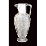 A German silver and crystal carafe Decorated with geometric ornamentations, with wooden box 20th