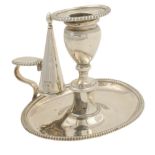 A Sheffield portable candlestick Plain silver, silversmith Daniel Holy 1804 peso 328 gr.