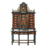 An important Italian bronze, ebonized wood and tortoiseshell cabinet The upper part is decorated