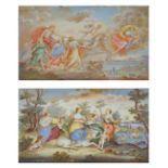 A pair of Viennese enamel plaques Rectangular and painted with the "Rape of Europa" and "Aurora