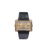 A Bulgari 18K white gold and gold wristwatch Rectangular watchcase with double dial and movement